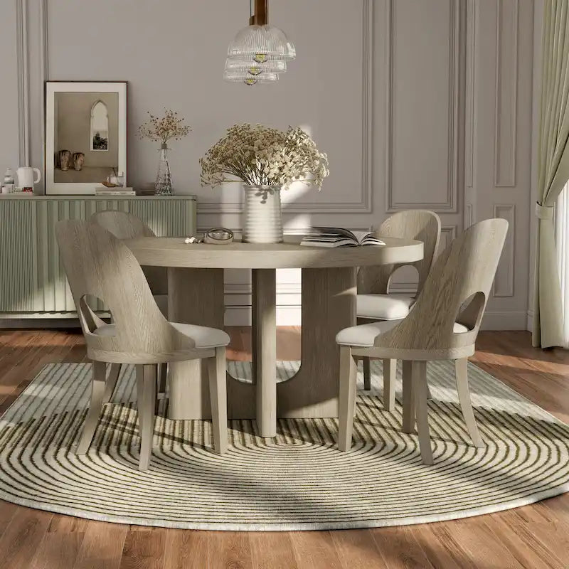 Ensemble de salle à manger rond moderne 5 pièces en bois massif Piez de Furniture of America