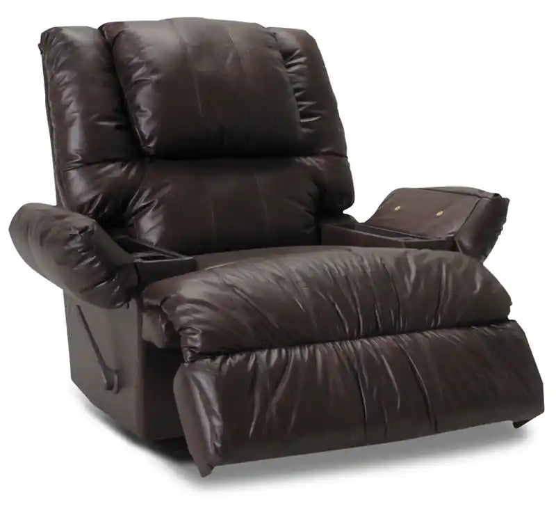 Fauteuil inclinable de massage en cuir véritable 5598 avec accoudoirs de rangement