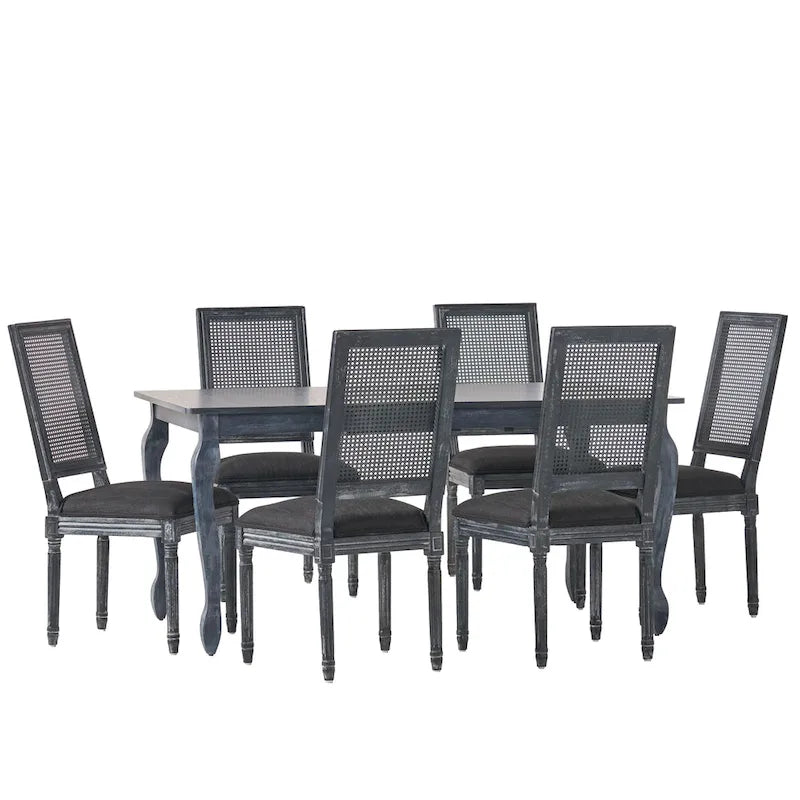 Ensemble de salle à manger extensible 7 pièces Regan Wood et Cane Upholstered de Christopher Knight Home