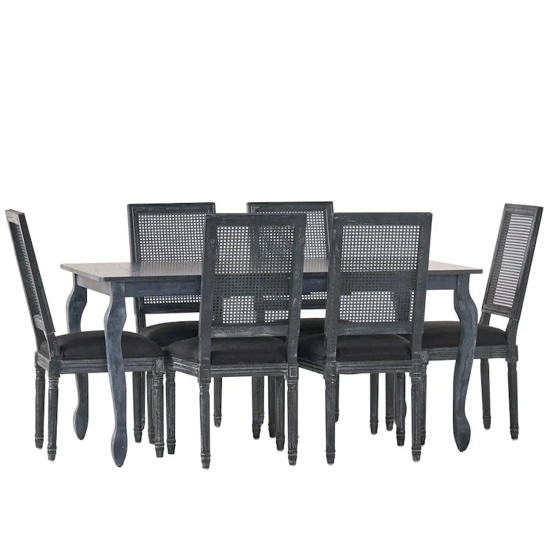 Ensemble de salle à manger extensible 7 pièces Regan Wood et Cane Upholstered de Christopher Knight Home