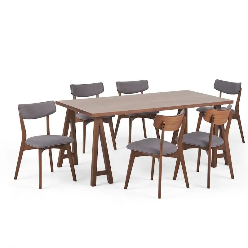 Ensemble de salle à manger 7 pièces Chazz Mid-Century Modern avec table à piètement trapèze par Christopher Knight Home
