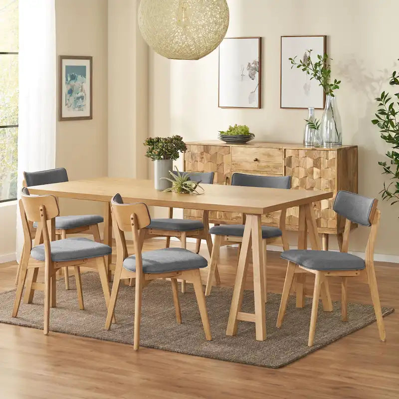 Ensemble de salle à manger 7 pièces Chazz Mid-Century Modern avec table à piètement trapèze par Christopher Knight Home