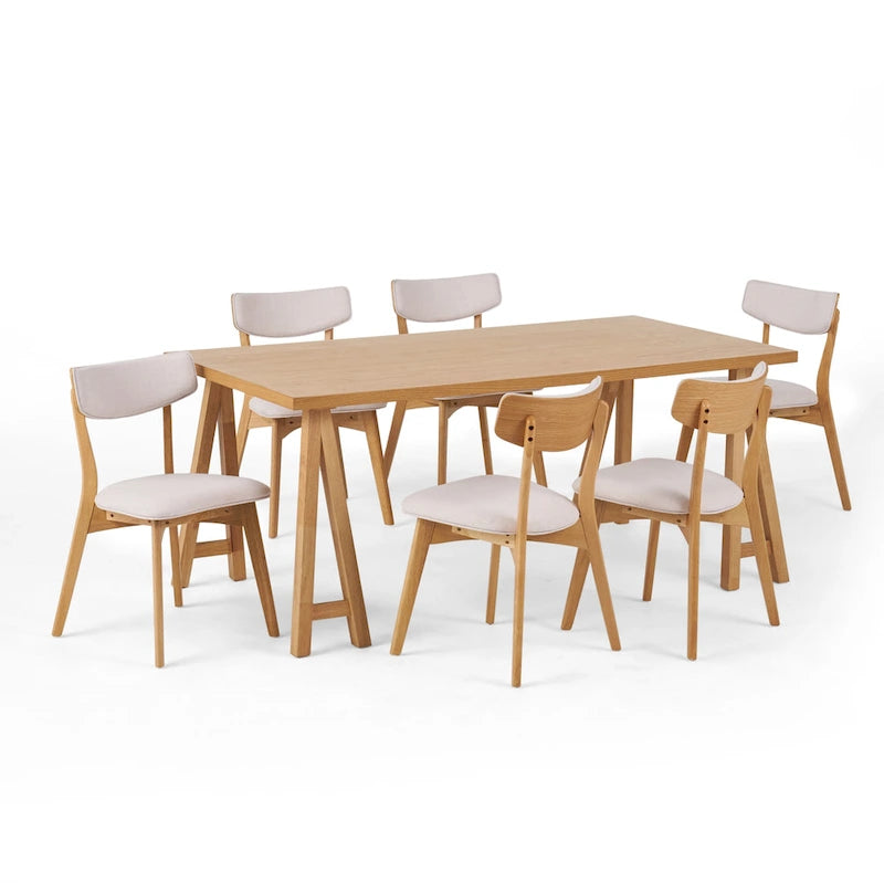 Ensemble de salle à manger 7 pièces Chazz Mid-Century Modern avec table à piètement trapèze par Christopher Knight Home