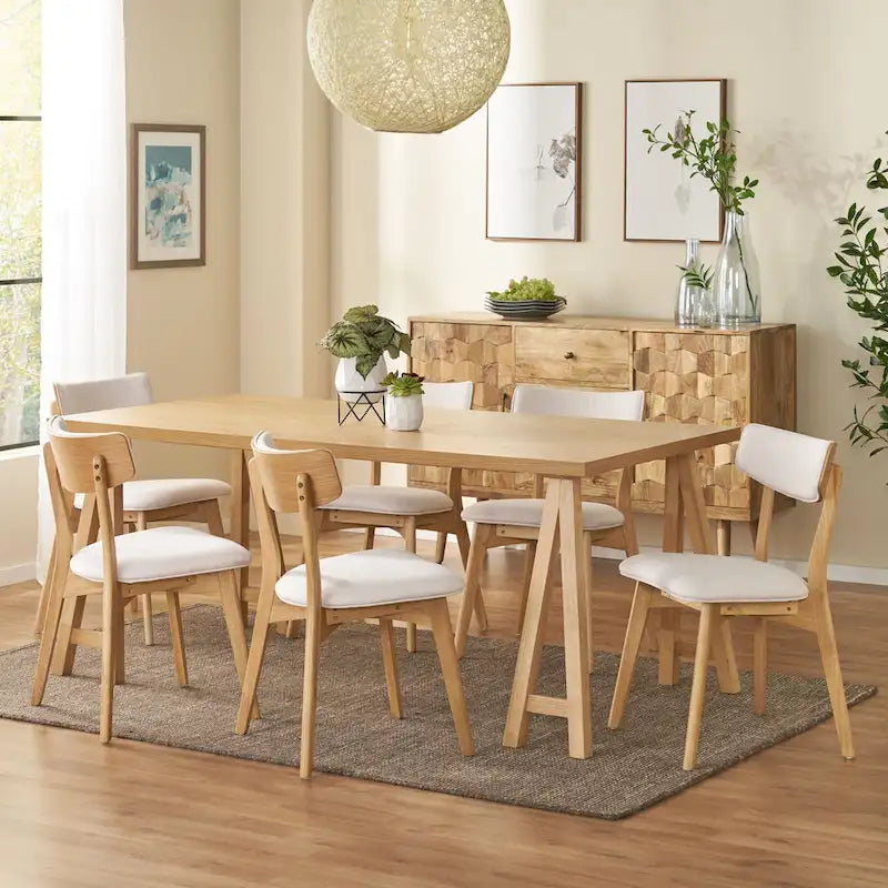 Ensemble de salle à manger 7 pièces Chazz Mid-Century Modern avec table à piètement trapèze par Christopher Knight Home