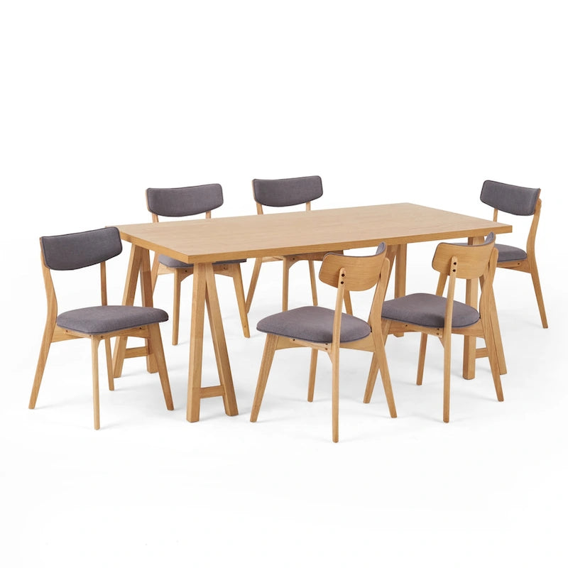 Ensemble de salle à manger 7 pièces Chazz Mid-Century Modern avec table à piètement trapèze par Christopher Knight Home