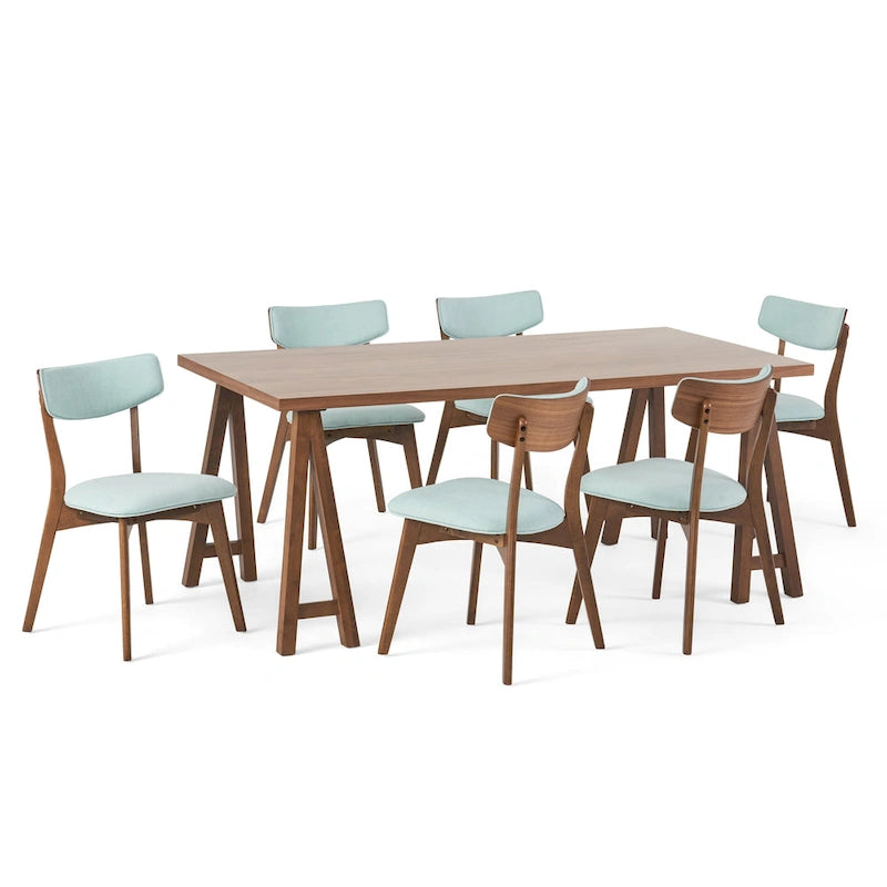 Ensemble de salle à manger 7 pièces Chazz Mid-Century Modern avec table à piètement trapèze par Christopher Knight Home