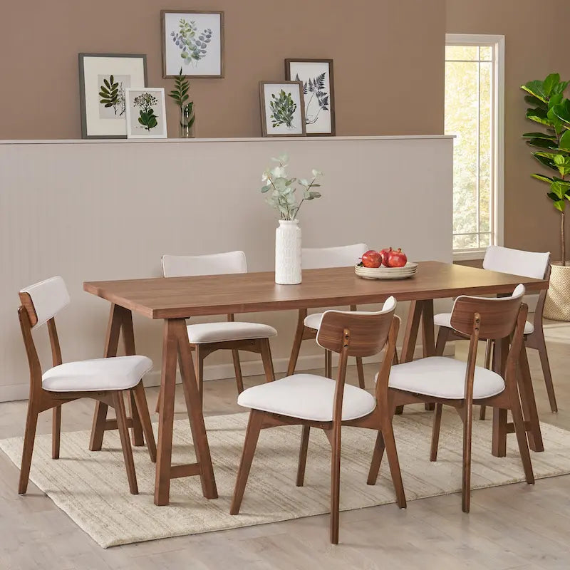 Ensemble de salle à manger 7 pièces Chazz Mid-Century Modern avec table à piètement trapèze par Christopher Knight Home
