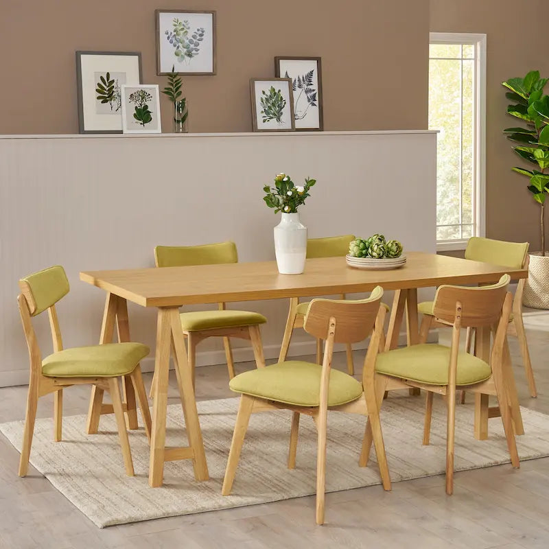 Ensemble de salle à manger 7 pièces Chazz Mid-Century Modern avec table à piètement trapèze par Christopher Knight Home