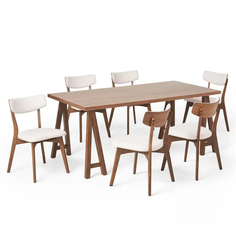 Ensemble de salle à manger 7 pièces Chazz Mid-Century Modern avec table à piètement trapèze par Christopher Knight Home