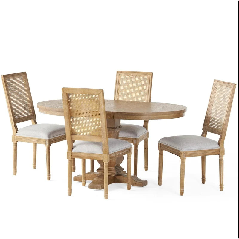 Ensemble de salle à manger Pampas en bois et rotin par Christopher Knight Home