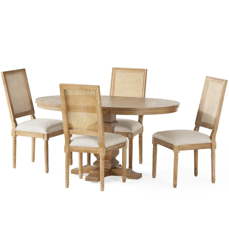 Ensemble de salle à manger Pampas en bois et rotin par Christopher Knight Home