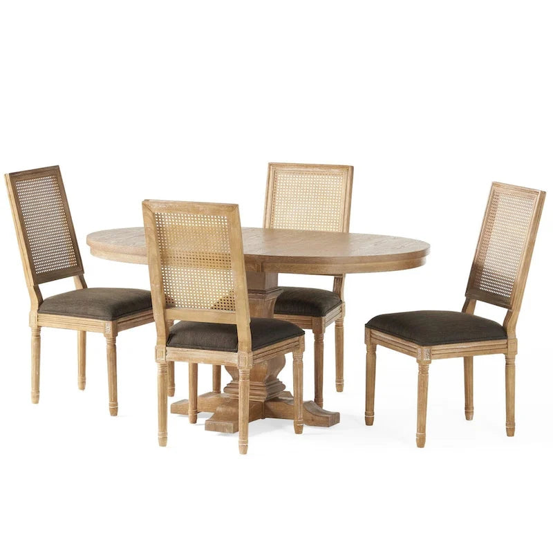 Ensemble de salle à manger Pampas en bois et rotin par Christopher Knight Home