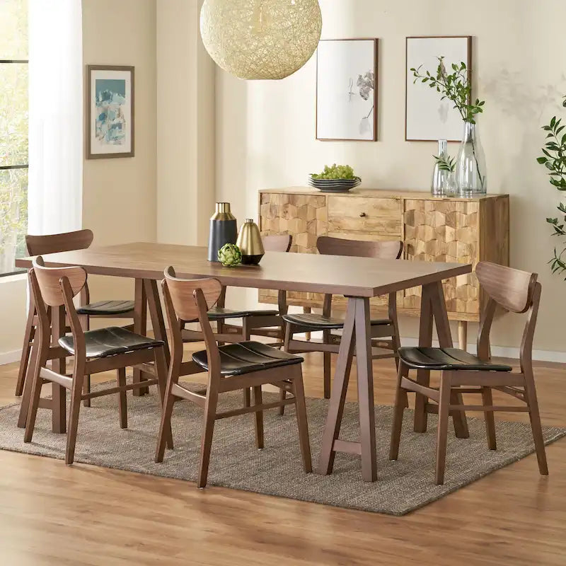 Ensemble de salle à manger 7 pièces Anise Mid-Century Modern avec table à pieds en A par Christopher Knight Home
