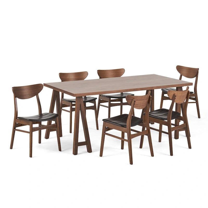 Ensemble de salle à manger 7 pièces Anise Mid-Century Modern avec table à pieds en A par Christopher Knight Home