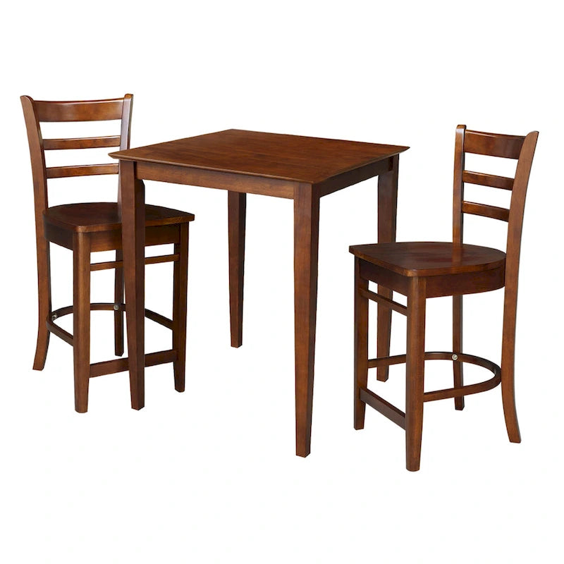 Table à hauteur de comptoir 30 x 30 avec 2 tabourets - Ensemble 3 pièces