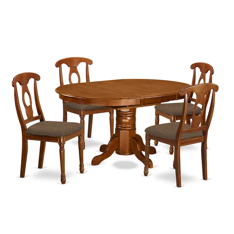 East West Furniture Ensemble de salle à manger 5 pièces - une table de cuisine ovale et 4 chaises de salle à manger, marron selle (options de sièges)
