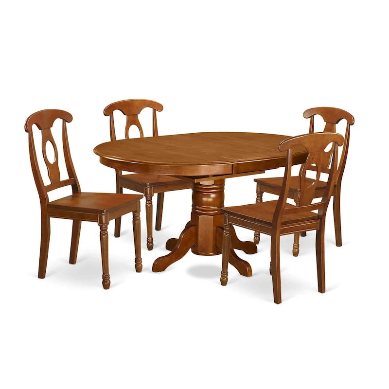 East West Furniture Ensemble de salle à manger 5 pièces - une table de cuisine ovale et 4 chaises de salle à manger, marron selle (options de sièges)