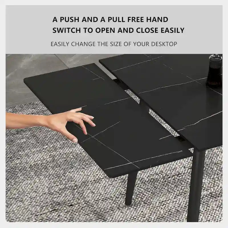 Ensemble de salle à manger extensible 9 pièces de 160 cm à 240 cm avec plateau en pierre frittée et 8 chaises
