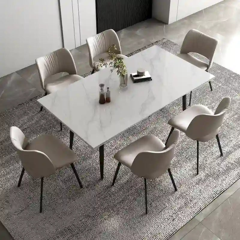 Ensemble de salle à manger extensible 9 pièces de 160 cm à 240 cm avec plateau en pierre frittée et 8 chaises