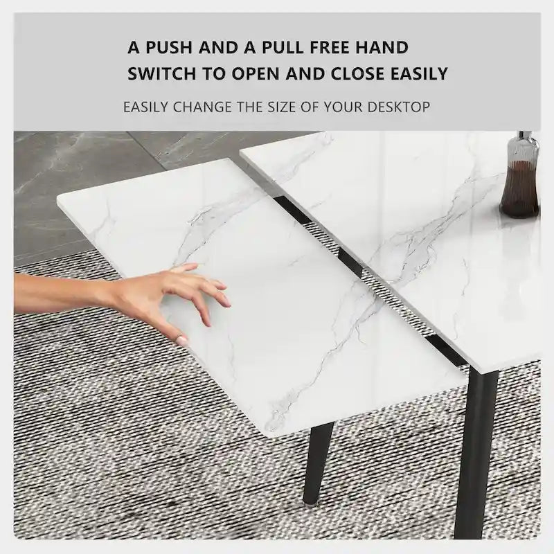 Ensemble de salle à manger extensible 9 pièces de 160 cm à 240 cm avec plateau en pierre frittée et 8 chaises