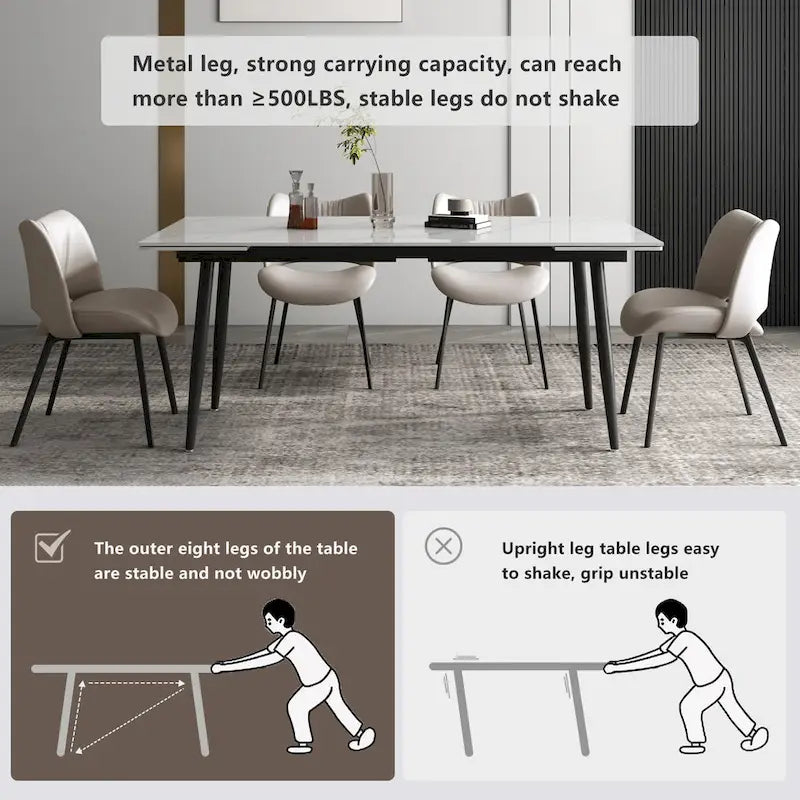 Ensemble de salle à manger extensible 9 pièces de 160 cm à 240 cm avec plateau en pierre frittée et 8 chaises