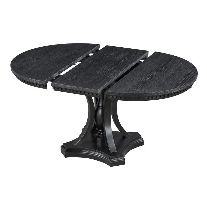 Ensemble de salle à manger rétro 5 pièces Table ronde extensible et 4 chaises pour cuisine et salle à manger