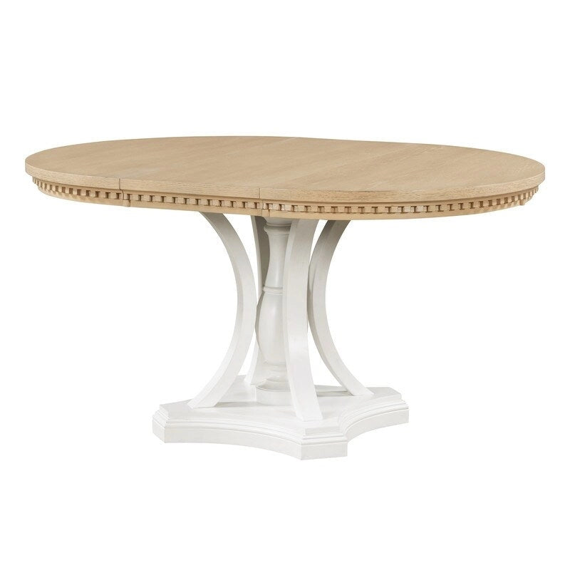 Ensemble de salle à manger rétro 5 pièces Table ronde extensible et 4 chaises pour cuisine et salle à manger