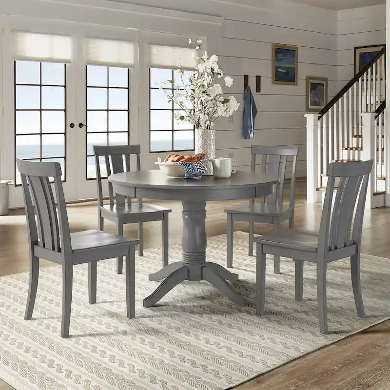 Ensemble de salle à manger 5 pièces Wilmington II avec base à piédestal ronde gris antique par iNSPIRE Q Classic