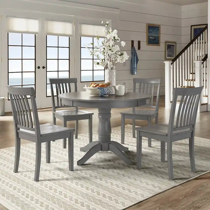 Ensemble de salle à manger 5 pièces Wilmington II avec base à piédestal ronde gris antique par iNSPIRE Q Classic