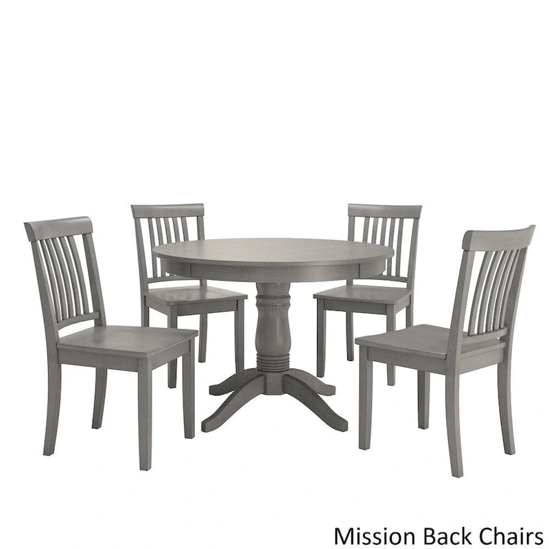 Ensemble de salle à manger 5 pièces Wilmington II avec base à piédestal ronde gris antique par iNSPIRE Q Classic