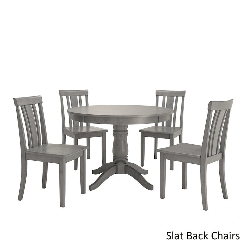 Ensemble de salle à manger 5 pièces Wilmington II avec base à piédestal ronde gris antique par iNSPIRE Q Classic