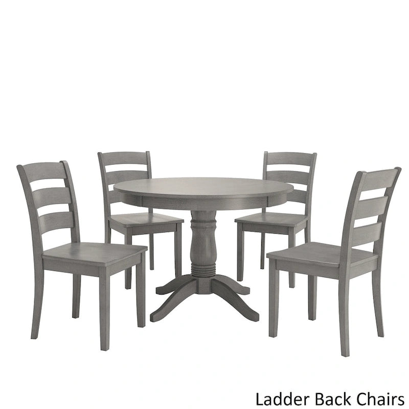 Ensemble de salle à manger 5 pièces Wilmington II avec base à piédestal ronde gris antique par iNSPIRE Q Classic