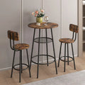Ensemble de table de bar 3 pièces, table de bar ronde avec 2 tabourets et étagère de rangement - 23,6x36,2 pouces