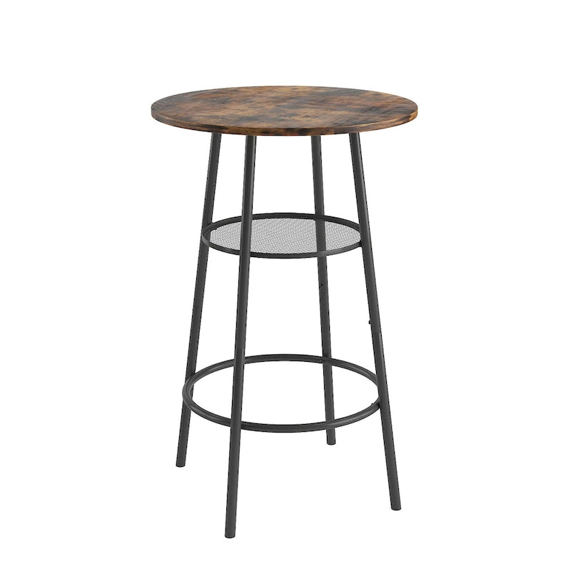 Ensemble de table de bar 3 pièces, table de bar ronde avec 2 tabourets et étagère de rangement - 23,6x36,2 pouces