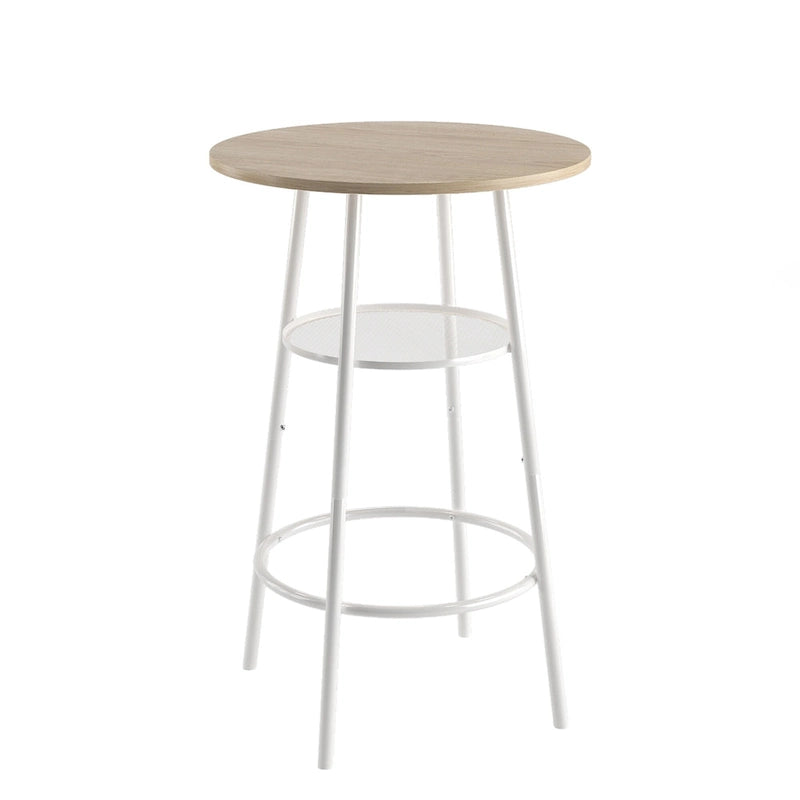Ensemble de table de bar 3 pièces, table de bar ronde avec 2 tabourets et étagère de rangement - 23,6x36,2 pouces