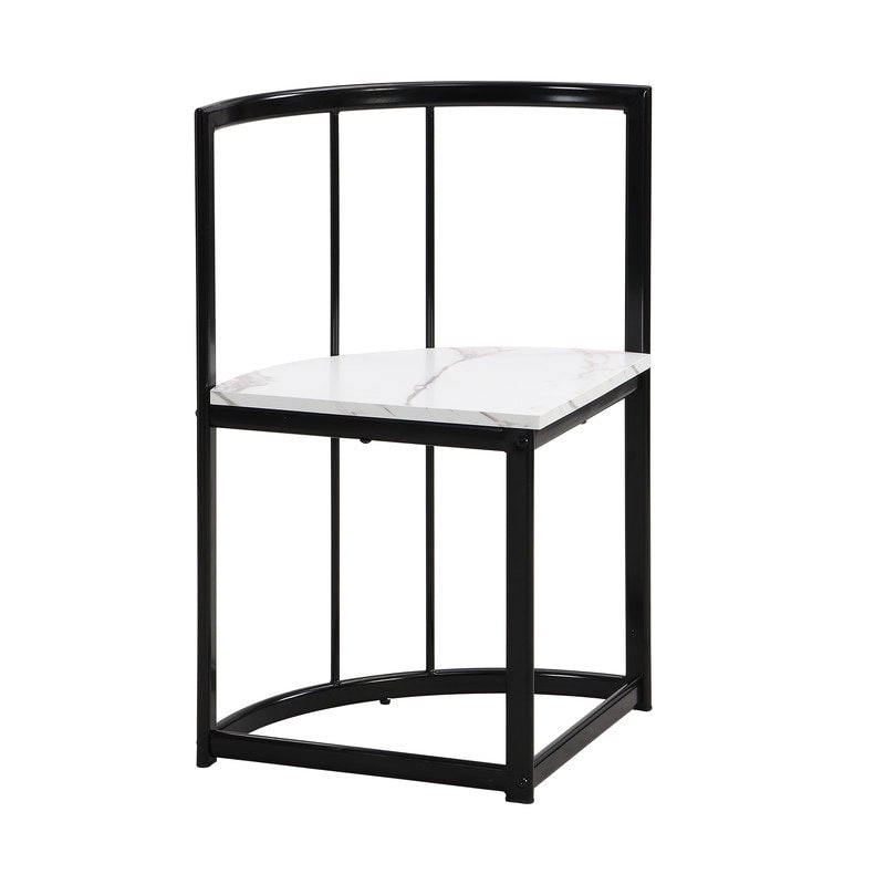 Ensemble de table à manger 7 pièces de style Mid-Century pour 6 personnes, ensemble de table à manger de cuisine avec table à manger en faux marbre et 6 chaises