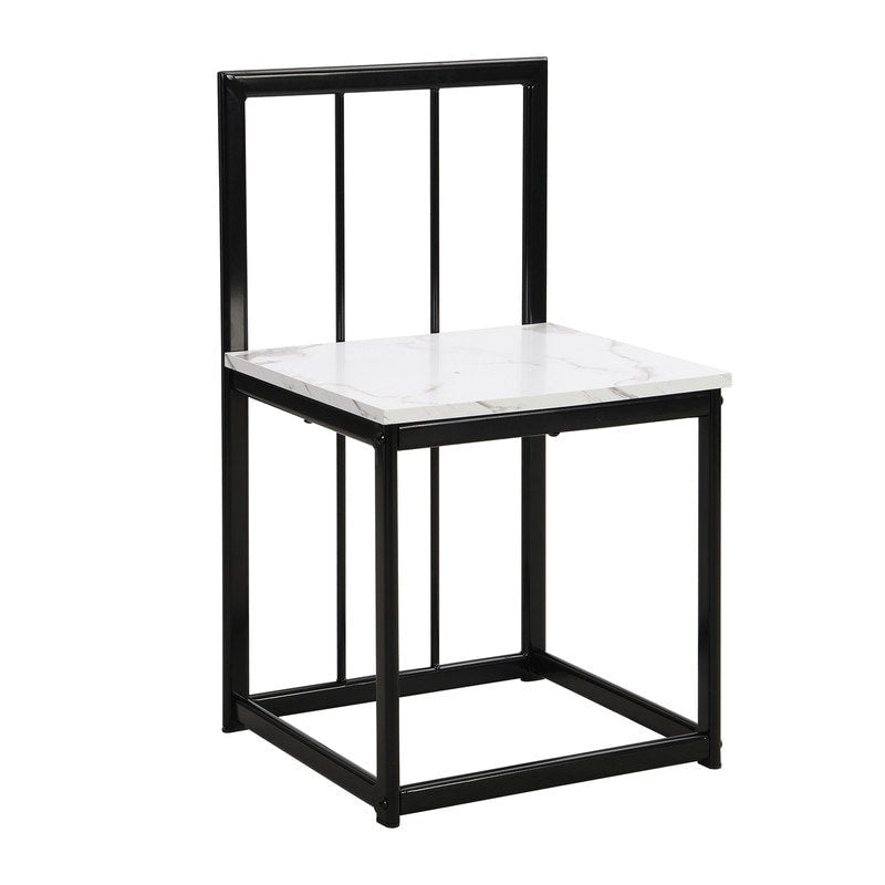 Ensemble de table à manger 7 pièces de style Mid-Century pour 6 personnes, ensemble de table à manger de cuisine avec table à manger en faux marbre et 6 chaises