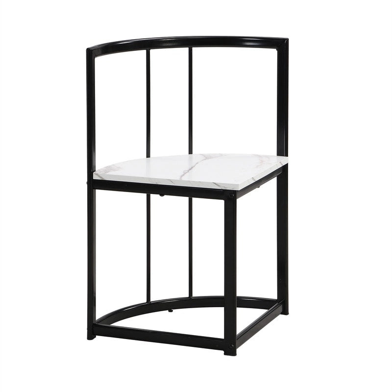 Ensemble de table à manger 7 pièces de style Mid-Century pour 6 personnes, ensemble de table à manger de cuisine avec table à manger en faux marbre et 6 chaises