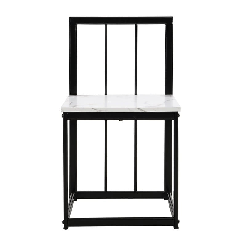 Ensemble de table à manger 7 pièces de style Mid-Century pour 6 personnes, ensemble de table à manger de cuisine avec table à manger en faux marbre et 6 chaises
