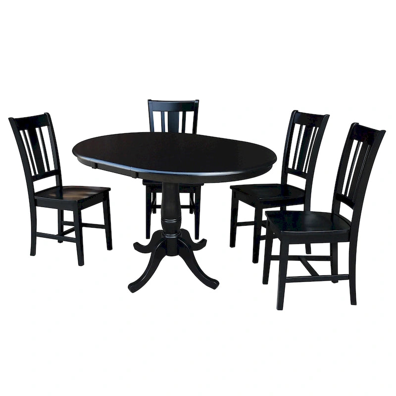Table à dîner ronde extensible de 36 po avec 4 chaises San Remo