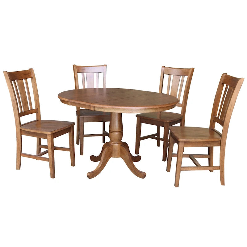 Table à dîner ronde extensible de 36 po avec 4 chaises San Remo
