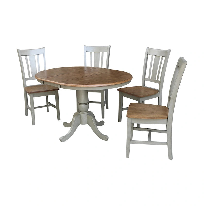Table à dîner ronde extensible de 36 po avec 4 chaises San Remo
