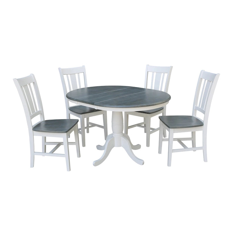 Table à dîner ronde extensible de 36 po avec 4 chaises San Remo