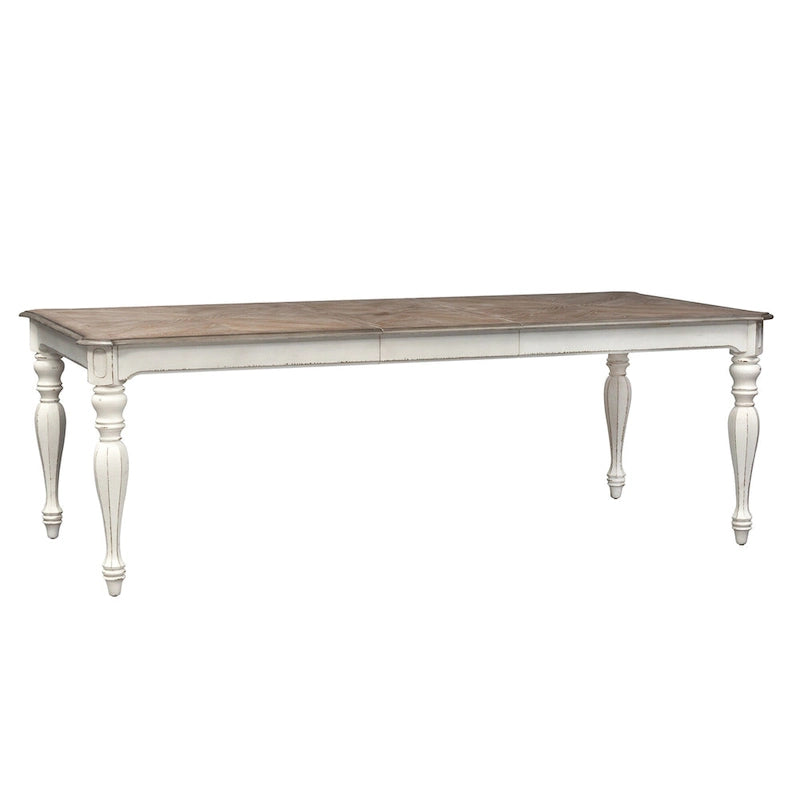 Ensemble de table à pieds 7 pièces Magnolia Manor Antique White Weathered Bark Opt