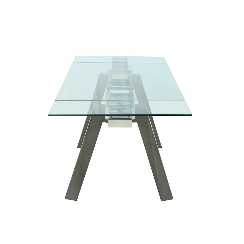 Ensemble de salle à manger moderne Somette avec table en verre extensible et chaises bicolores