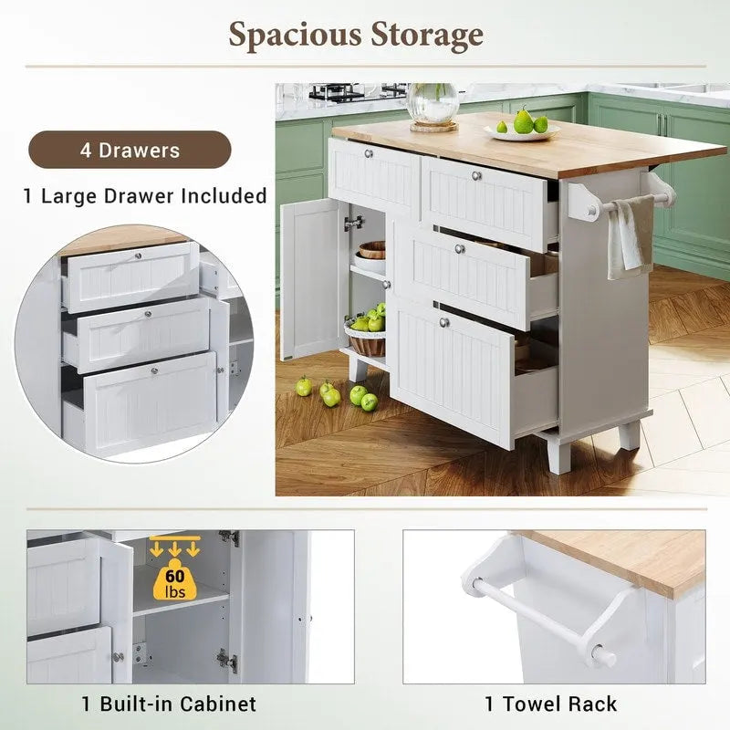Ensemble de 3 pièces pour îlot de cuisine avec abattant et 2 tabourets, ensemble de table à manger avec meuble de rangement, tiroirs et porte-serviettes