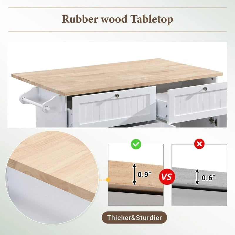 Ensemble de 3 pièces pour îlot de cuisine avec abattant et 2 tabourets, ensemble de table à manger avec meuble de rangement, tiroirs et porte-serviettes