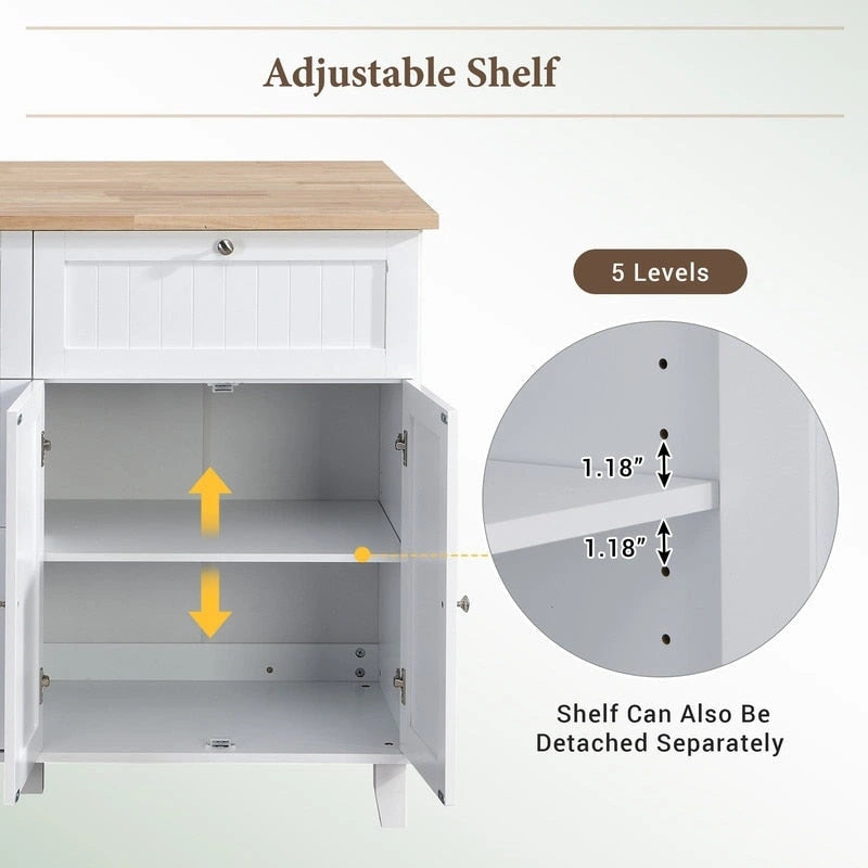 Ensemble de 3 pièces pour îlot de cuisine avec abattant et 2 tabourets, ensemble de table à manger avec meuble de rangement, tiroirs et porte-serviettes