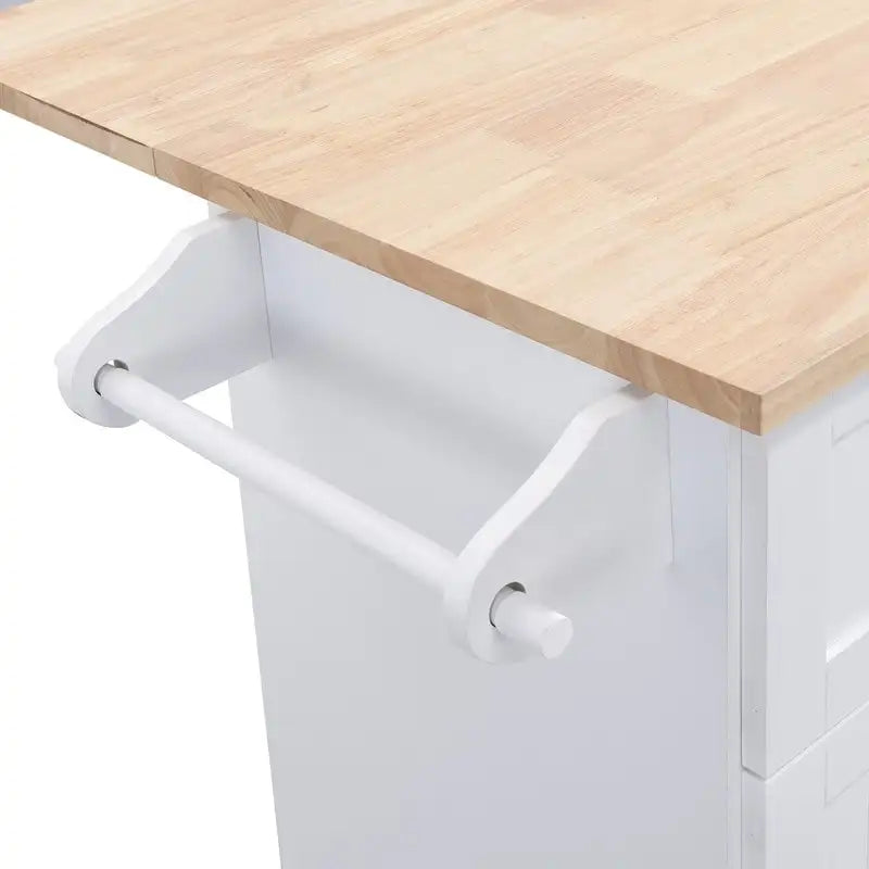 Ensemble de 3 pièces pour îlot de cuisine avec abattant et 2 tabourets, ensemble de table à manger avec meuble de rangement, tiroirs et porte-serviettes