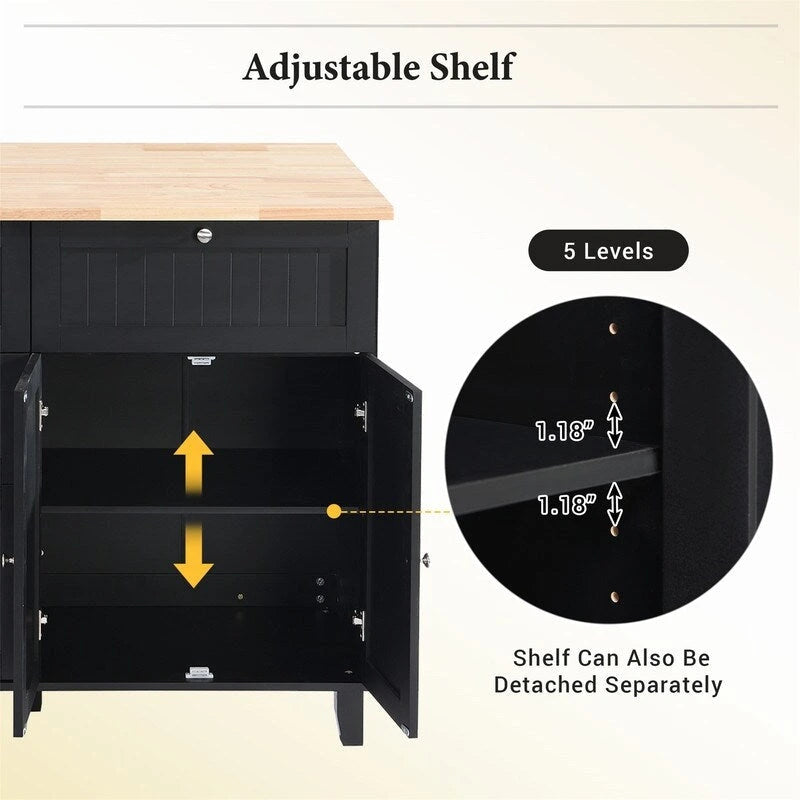 Ensemble de 3 pièces pour îlot de cuisine avec abattant et 2 tabourets, ensemble de table à manger avec meuble de rangement, tiroirs et porte-serviettes